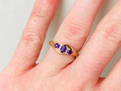 9ct Gold Amethyst & Diamond Ring