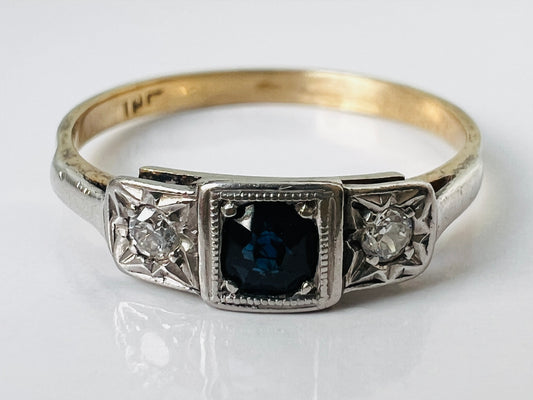 Vintage 18ct Gold Sapphire & Diamond Ring