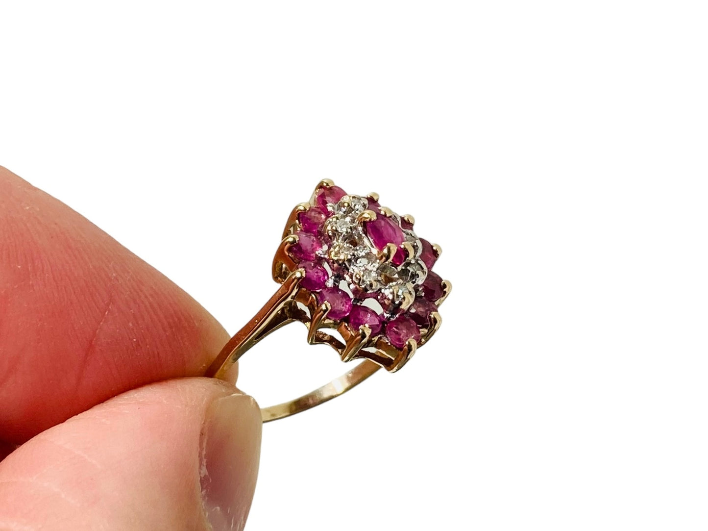 Vintage 9ct Gold Ruby & Diamond Ring