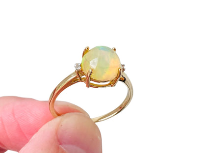 9ct Gold Opal & Diamond Ring