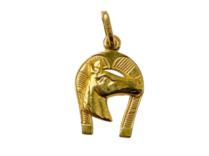 9ct Gold Horseshoe With Horse Pendant