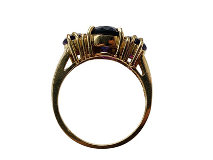 14ct Gold Amethyst & Diamond Ring