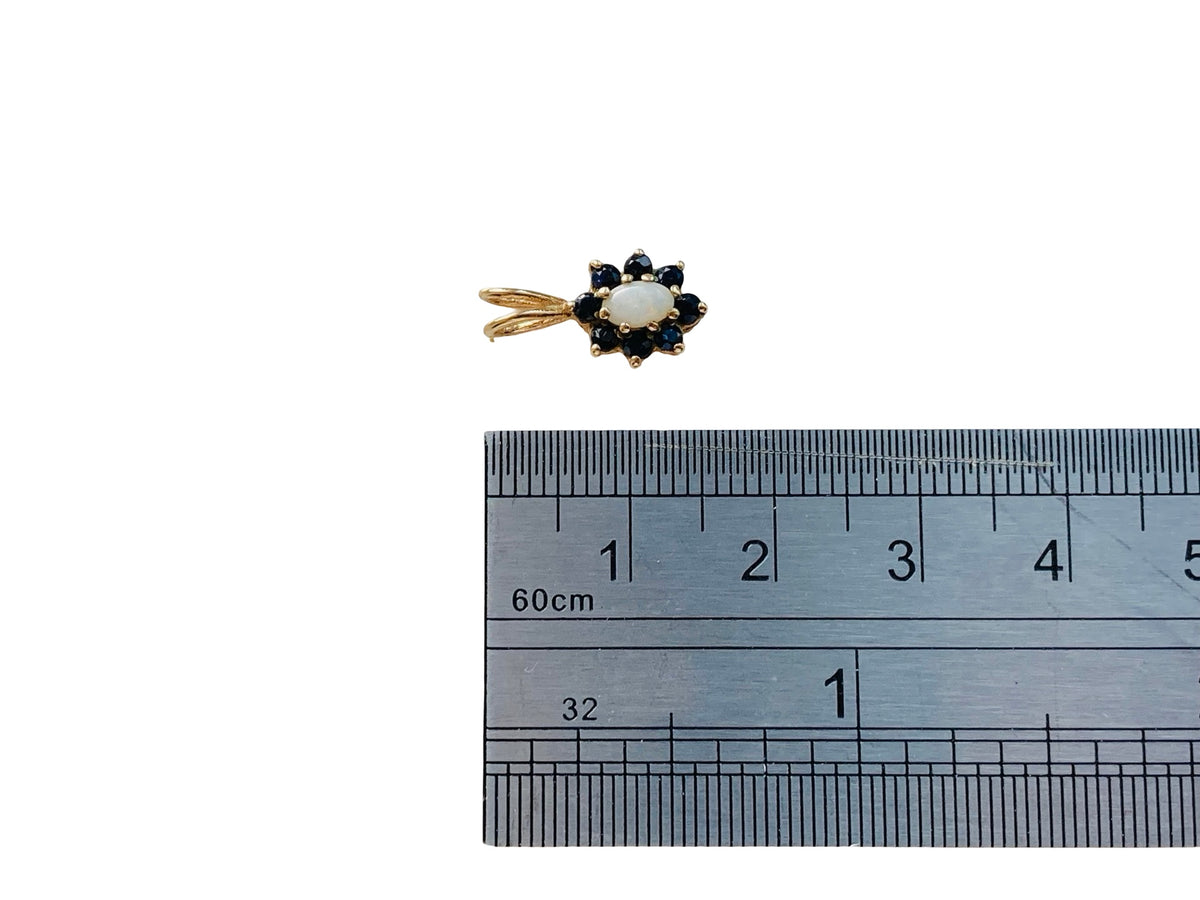Vintage 9ct Gold Opal & Sapphire Pendant