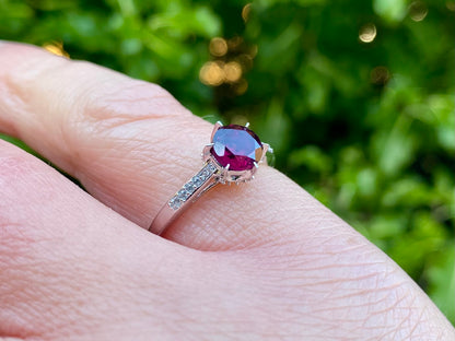 9ct Gold Rhodolite Garnet & White Zircon Ring