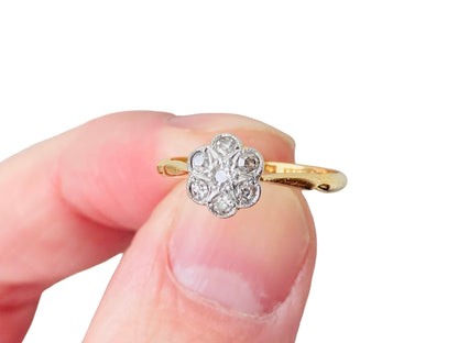 Antique 18ct Gold Diamond Daisy Ring