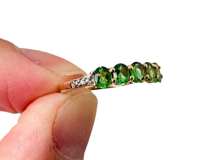 9ct Gold Tsavorite Garnet & Diamond Ring