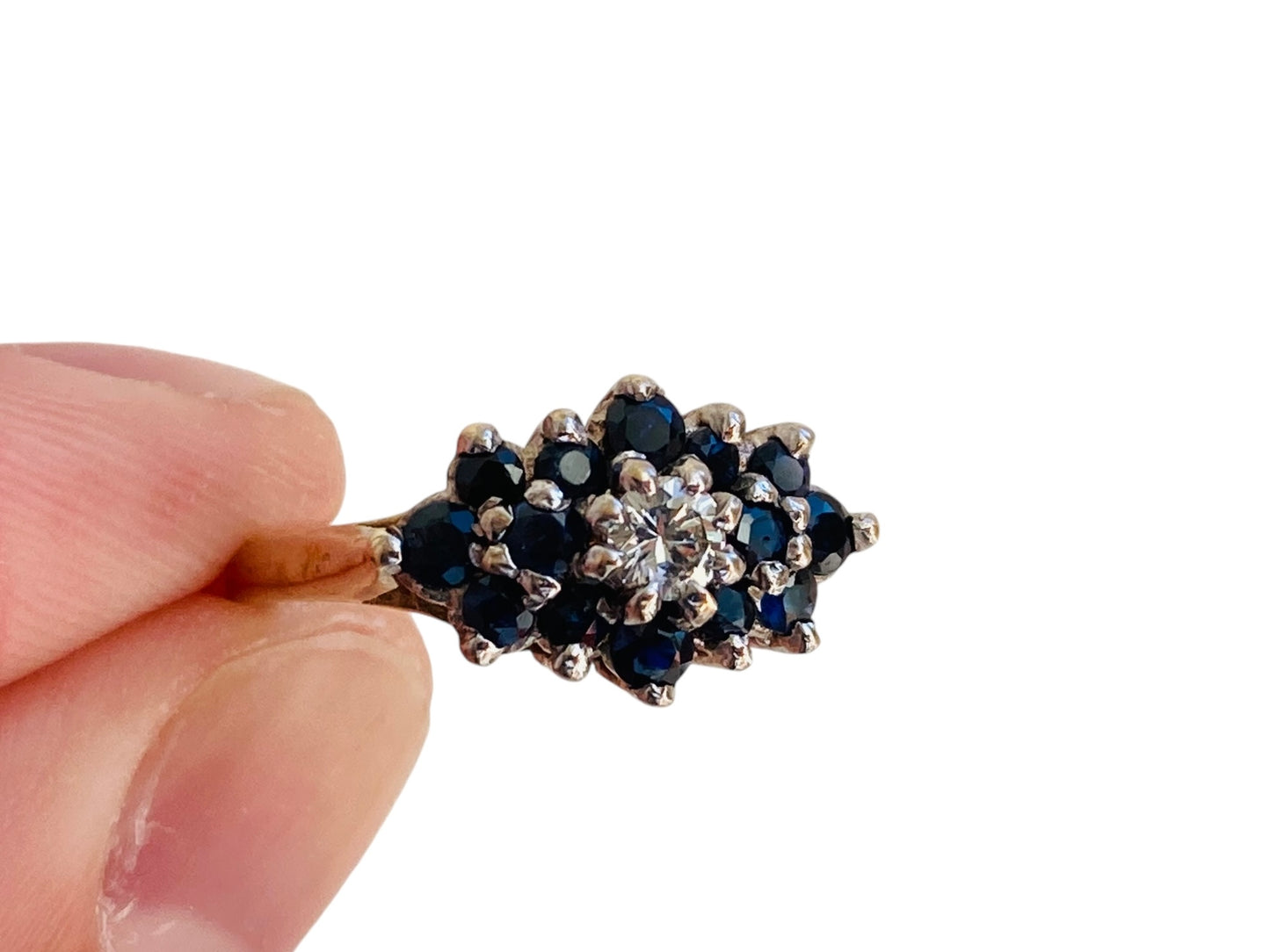 Vintage 9ct Gold Sapphire & Diamond Ring