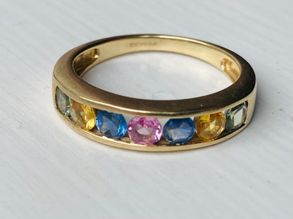 9ct Gold Multi Sapphire Half Eternity Ring