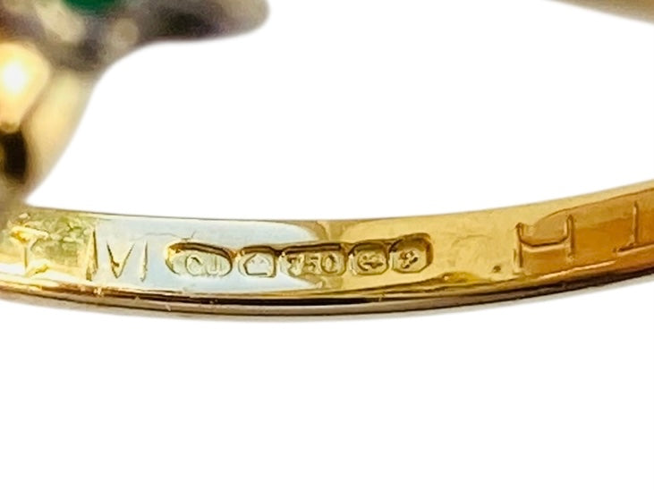 Vintage 18ct Gold Emerald & Diamond Ring