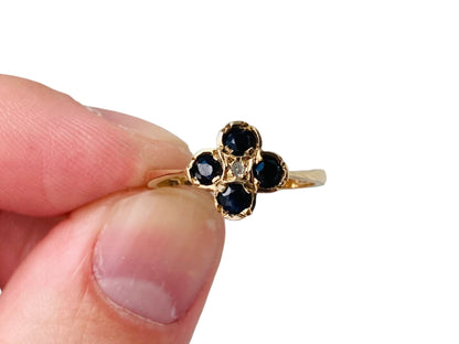 Vintage 9ct Gold Sapphire & Diamond Ring