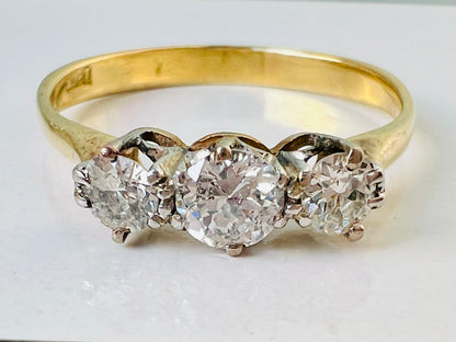 Vintage 18ct Gold Three-Stone Diamond Ring