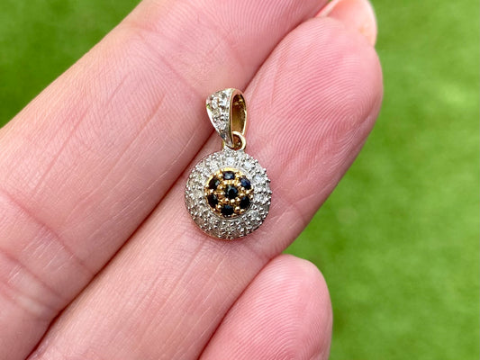 9ct Gold Black & White Diamond Pendant