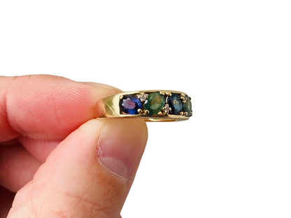 9ct Gold Multi Sapphire & Diamond Ring