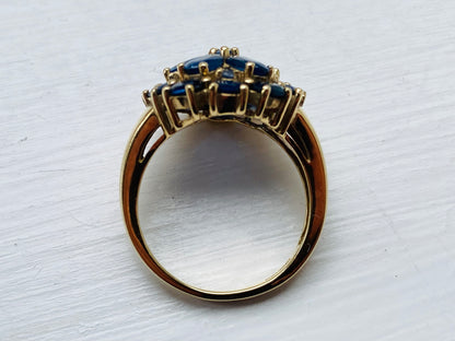 9ct Gold Sapphire & Blue Topaz Cluster Ring