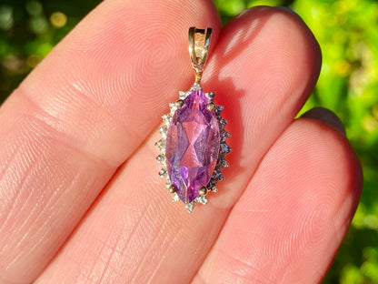 9ct Gold Amethyst & Diamond Pendant