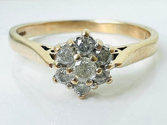 9ct Gold Diamond Daisy Ring