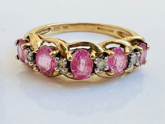 9ct Gold Pink Sapphire & Diamond Ring