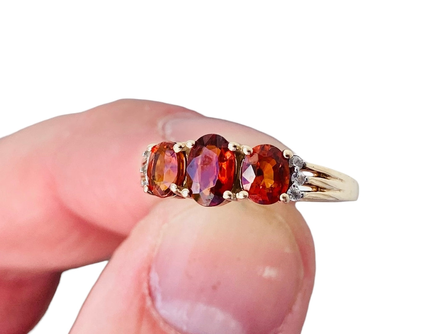 9ct Gold Spessartite Garnet & Zircon Ring