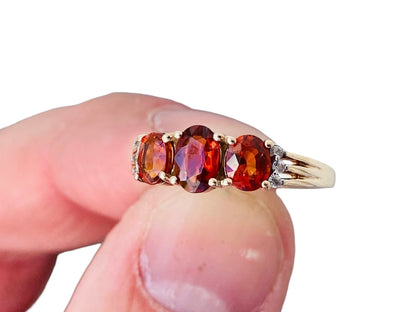 9ct Gold Spessartite Garnet & Zircon Ring