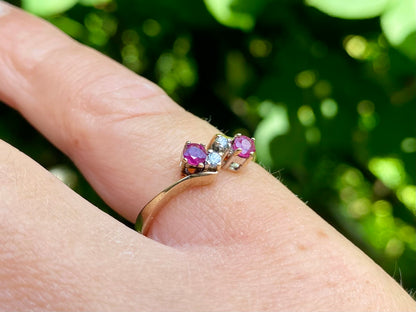 Vintage 9ct Gold Ruby & Diamond Ring