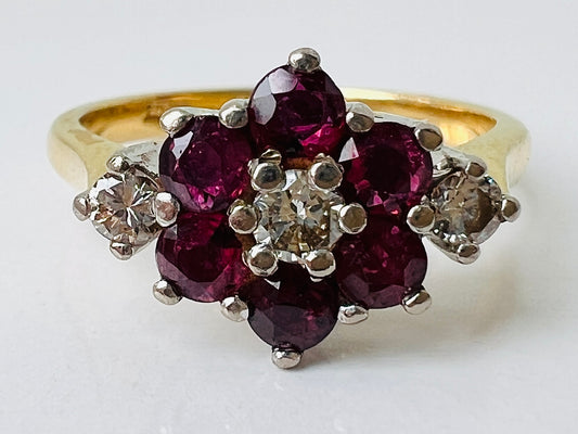 Vintage 18ct Gold Ruby & Diamond Ring