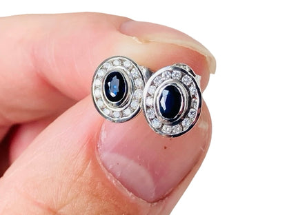 9ct Gold Sapphire & Diamond Earrings