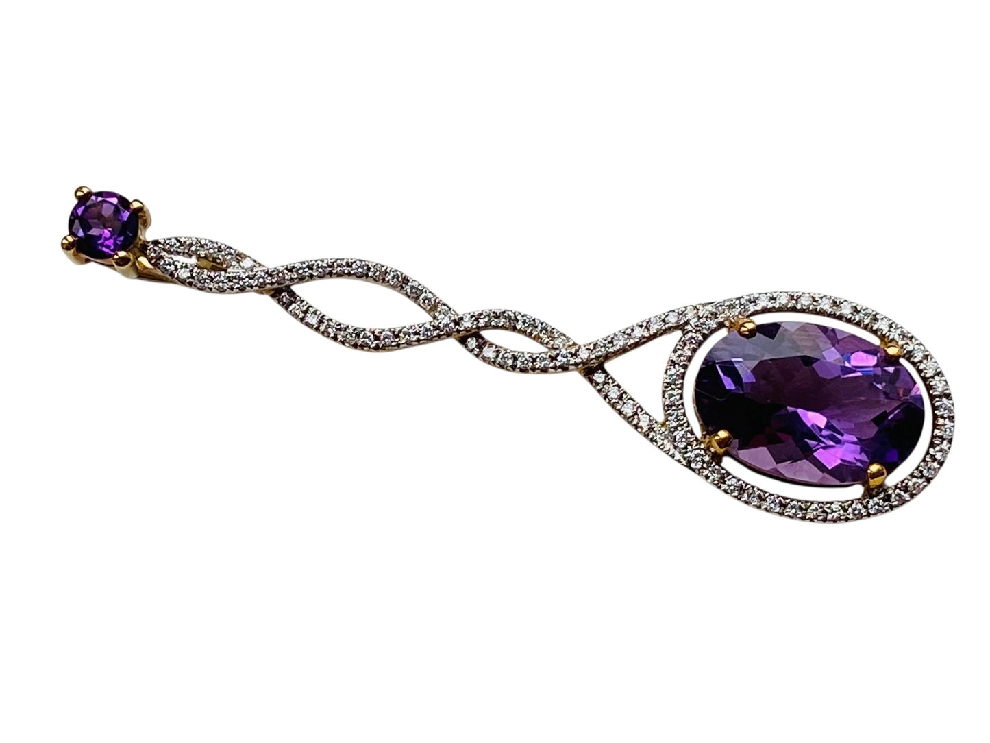 9ct Gold Amethyst & Diamond Pendant