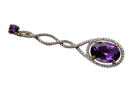 9ct Gold Amethyst & Diamond Pendant