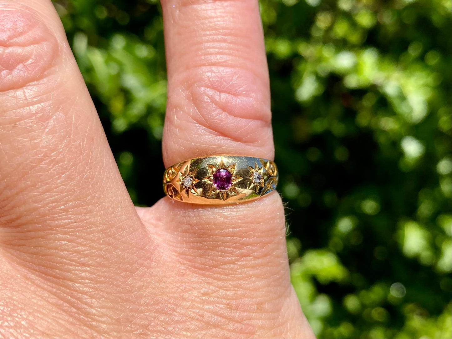 Antique 18ct Gold Ruby & Diamond Ring