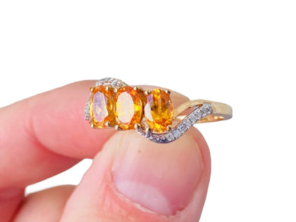 9ct Gold Citrine & Diamond Ring