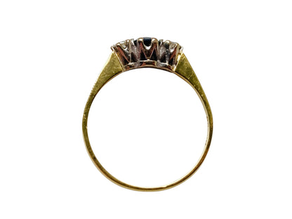 Vintage 18ct Gold Sapphire & Diamond Trilogy Ring