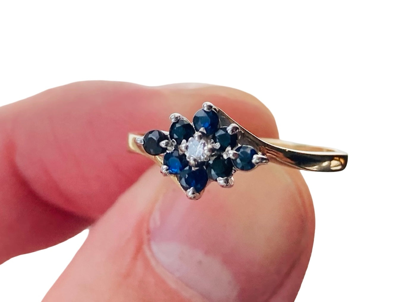 Vintage 9ct Gold Sapphire & Diamond Ring