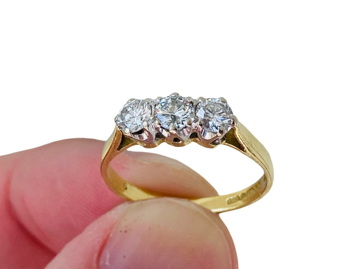 18ct Gold Three-Stone 0.68ct Diamond Ring