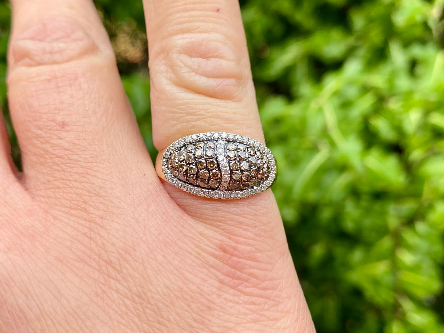 18ct Gold Champagne & White Diamond Ring