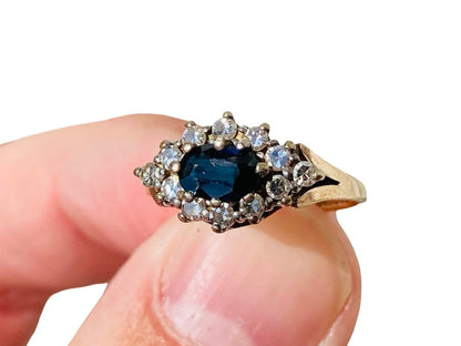 Vintage 9ct Gold Sapphire & Diamond Ring