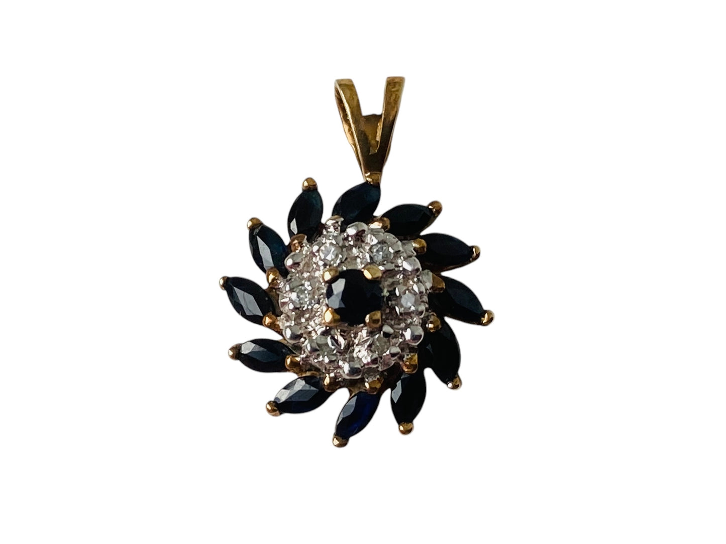 9ct Gold Sapphire & Diamond Pendant