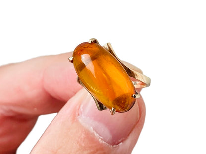 Vintage 9ct Gold Amber Ring