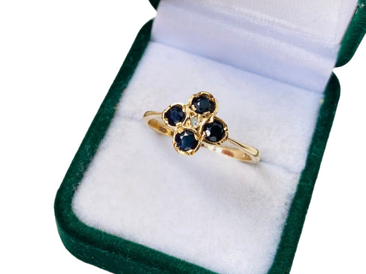 Vintage 9ct Gold Sapphire & Diamond Ring