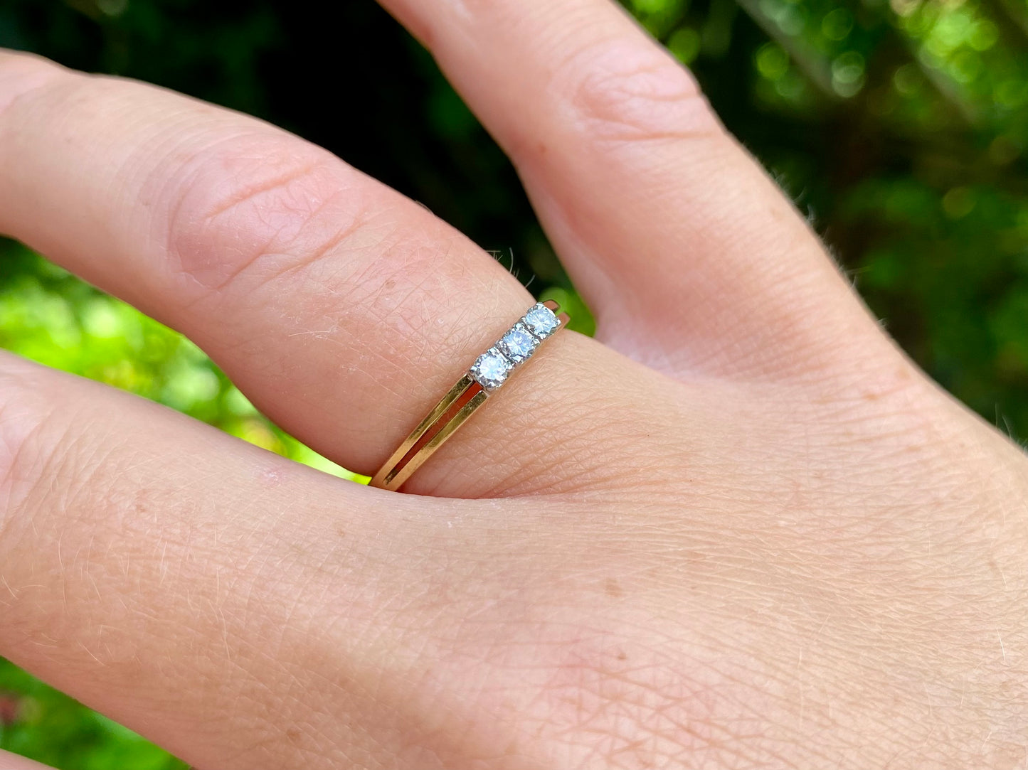 Vintage 18ct Gold Three-Stone Diamond Ring