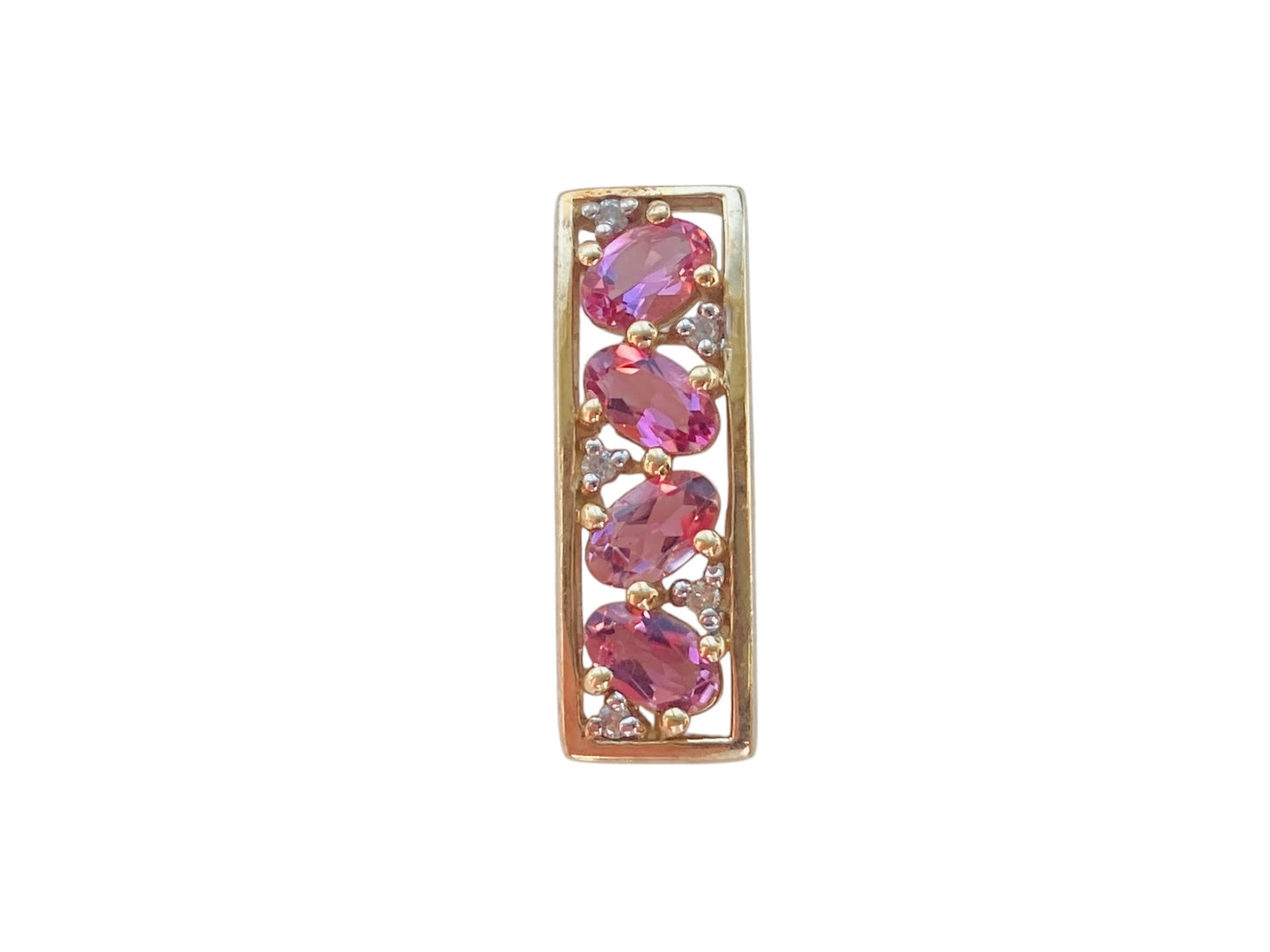9ct Gold Pink Tourmaline & Diamond Pendant