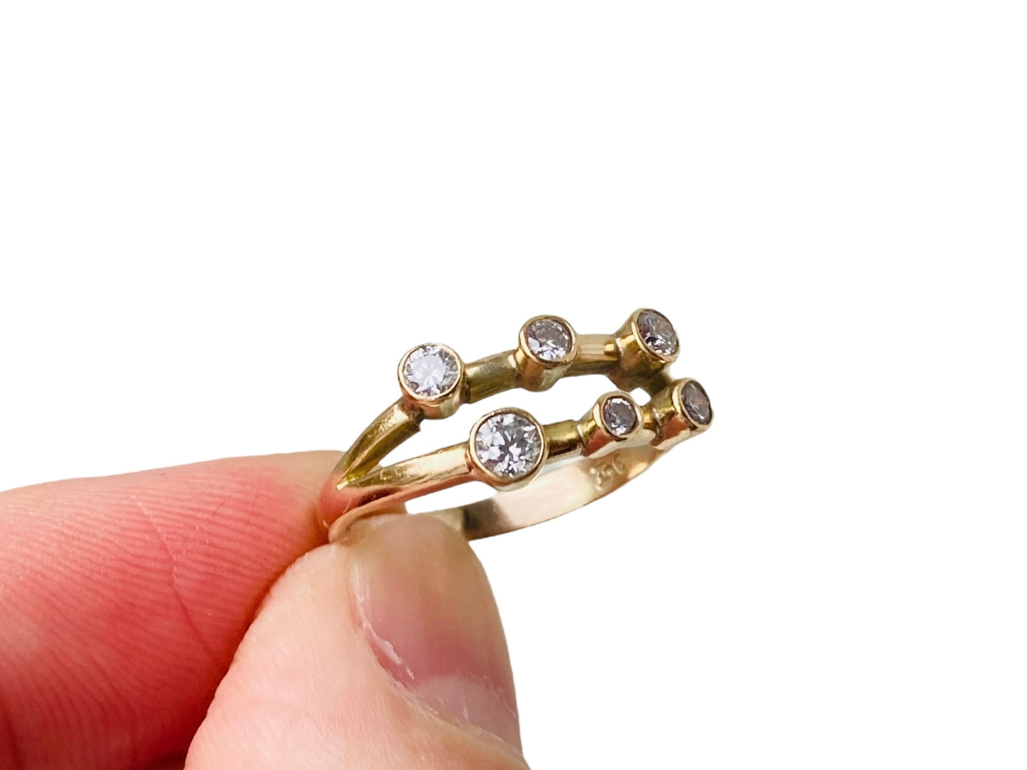 Vintage 9ct Gold Diamond Bubble Ring