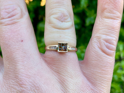 9ct Gold Red & White Diamond Ring