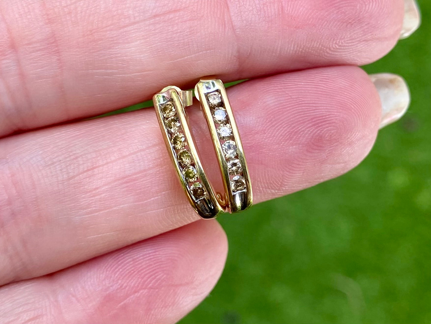 9ct Gold Champagne Diamond Earrings