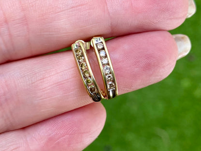 9ct Gold Champagne Diamond Earrings