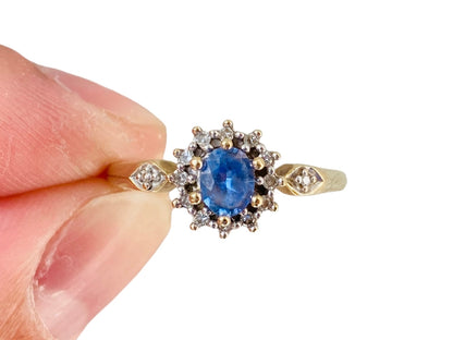 9ct Gold Sapphire & Diamond Cluster Ring