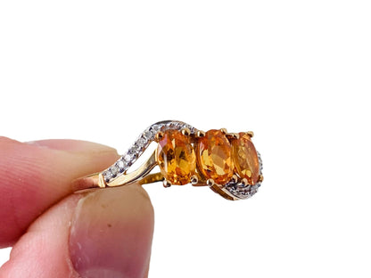9ct Gold Citrine & Diamond Ring