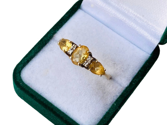 9ct Gold Citrine & Diamond Ring