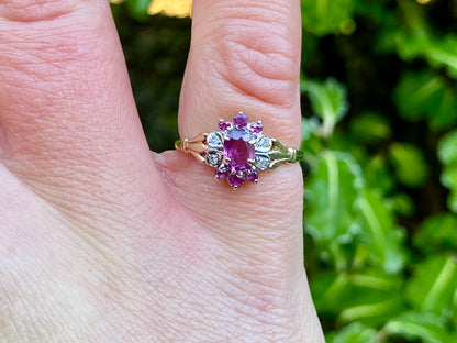 Vintage 9ct Gold Ruby & Diamond Ring