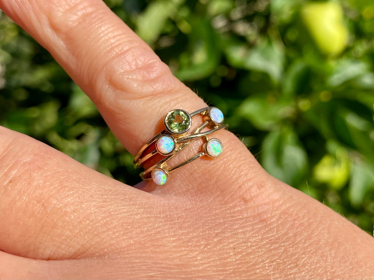 9ct Gold Peridot & Opal Ring