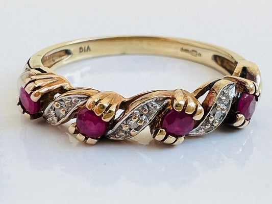 9ct Gold Ruby & Diamond Ring